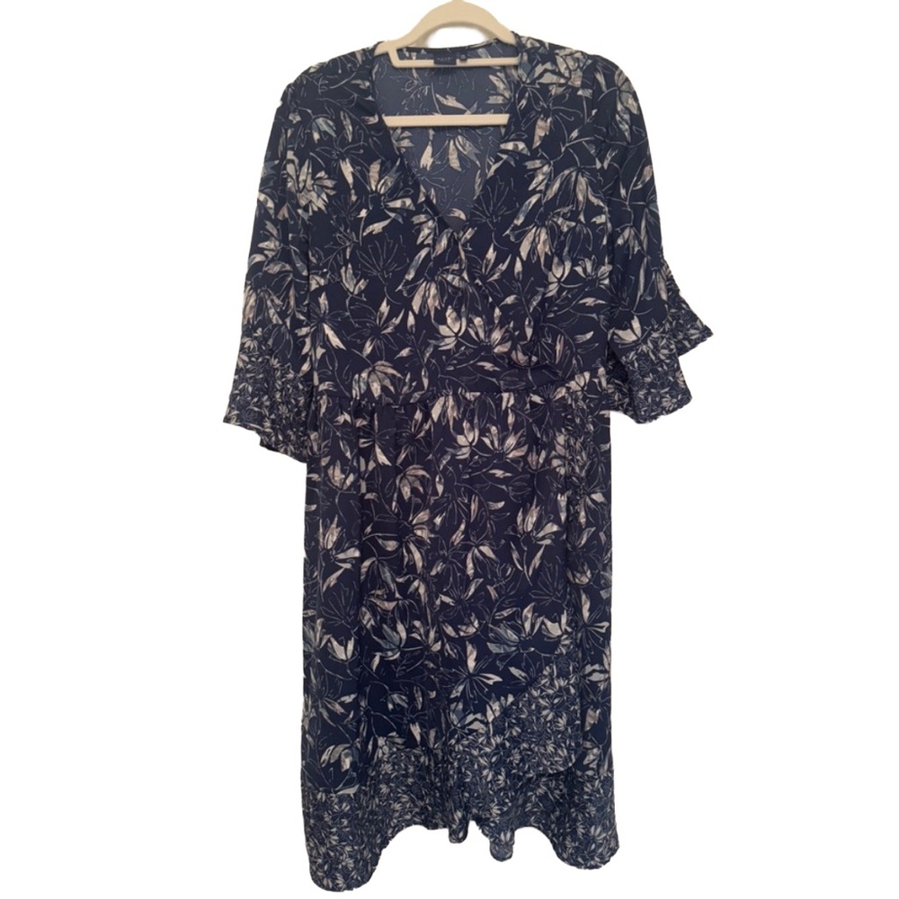 Kaari Blue | Women’s Blue Bell Sleeve Wrap Sundress Size XL